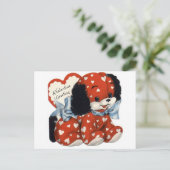 Retro Valentijnsdag Puppy Feestdagenkaart (Staand voorkant)