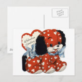 Retro Valentijnsdag Puppy Feestdagenkaart (Voorkant / Achterkant)