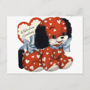 Retro Valentijnsdag Puppy Feestdagenkaart