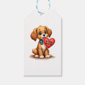 Retro Valentijnsdag Puppy Hond Valentijnsdag  Cadeaulabel