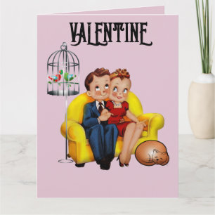 RETRO VALENTIJNSDAG SCHATTIG KOPPELTJE MET KAT KAA KAART