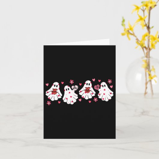 Retro Valentijnsdag Schattigee Ghost Boo Spooky Vr Kaart (Gele Bloem)
