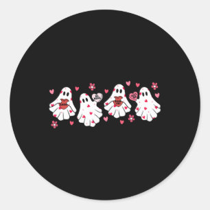 Retro Valentijnsdag Schattigee Ghost Boo Spooky Vr Ronde Sticker