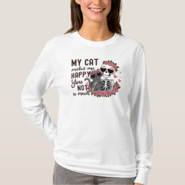 Retro Valentijnsdag Skelet Cat Mom T-shirt