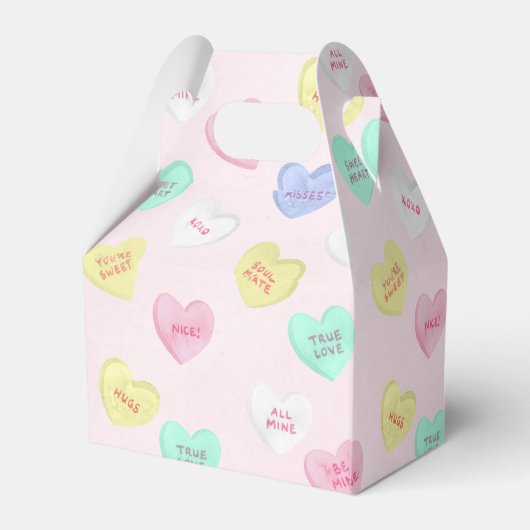 Retro Valentijnsdag Snoep Harten op Baby Roze Bedankdoosjes (Achterkant)