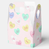 Retro Valentijnsdag Snoep Harten op Baby Roze Bedankdoosjes (Geopend)
