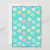 Retro Valentijnsdag Snoep Harten op Blauwgroen Kaart (Achterkant)