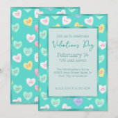 Retro Valentijnsdag Snoep Harten op Blauwgroen Kaart (Voorkant / Achterkant)