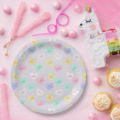 Retro Valentijnsdag Snoep Harten op Paarse Papieren Bordje (Feest)