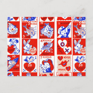 Retro Valentijnsdag stempelpatroon uit de jaren 50 Briefkaart
