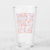 Retro Valentijnsdag stempelpatroon uit de jaren 50 Glas (Achterkant)