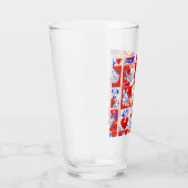 Retro Valentijnsdag stempelpatroon uit de jaren 50 Glas (Rechts)