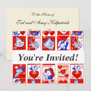 Retro Valentijnsdag stempelpatroon uit de jaren 50 Kaart
