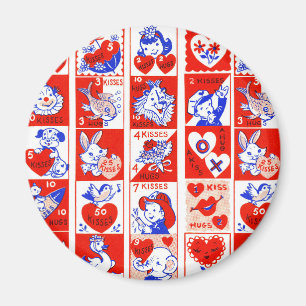 Retro Valentijnsdag stempelpatroon uit de jaren 50 Magneet