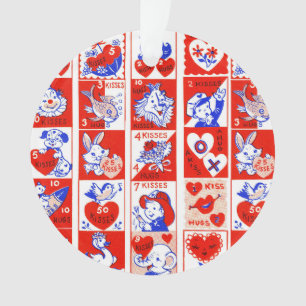 Retro Valentijnsdag stempelpatroon uit de jaren 50 Ornament