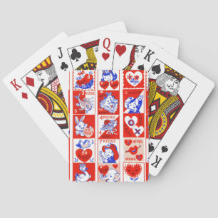 Retro Valentijnsdag stempelpatroon uit de jaren 50 Pokerkaarten