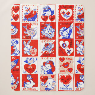 Retro Valentijnsdag stempelpatroon uit de jaren 50 Sherpa Deken