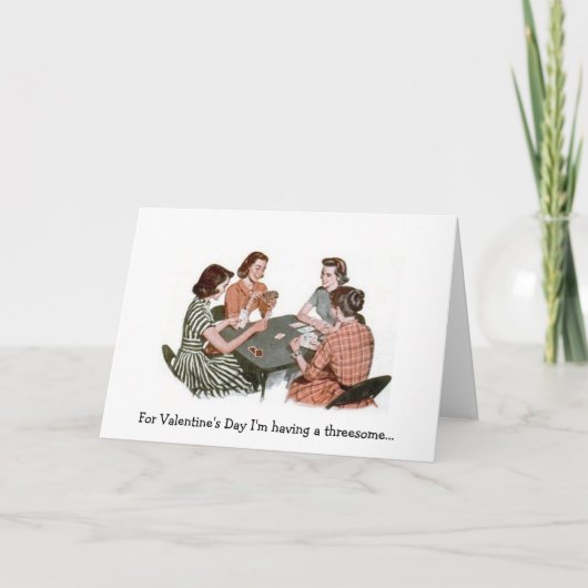 Retro - Valentijnsdag Threesome, Feestdagen Kaart (Voorkant)