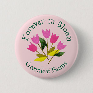 Retro Valentijnsdag Tulpen Zakelijke bloemist Ronde Button 5,7 Cm
