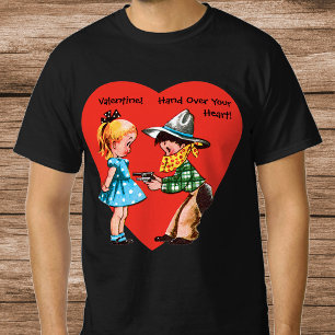 Retro Valentijnsdag, Vintage Cowboy met Meisje T-shirt