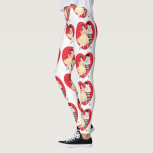 Retro Valentijnsdag, Vintage Harlekijn en Hart Leggings