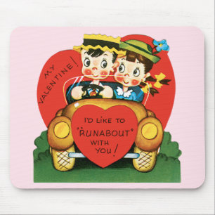 Retro Valentijnsdag, Vintage Jongen en Meisje in A Muismat