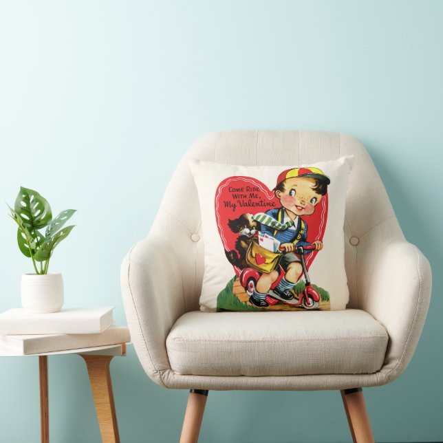 Retro Valentijnsdag, Vintage Jongen op een Step Kussen (Stoel)