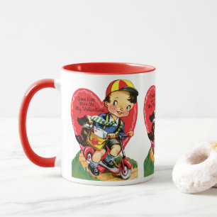 Retro Valentijnsdag, Vintage Jongen op een Step Mok