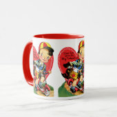 Retro Valentijnsdag, Vintage Jongen op een Step Mok (Voorkant links)