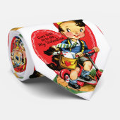 Retro Valentijnsdag, Vintage Jongen op een Step Stropdas (Opgerold)