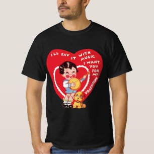 Retro Valentijnsdag, Vintage jongensmuziek Banjo T-shirt