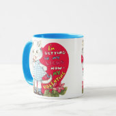 Retro Valentijnsdag Vintage Kat eet ijs Mok (Voorkant links)