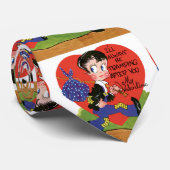 Retro Valentijnsdag, Vintage Zwerfjongen Hart Stropdas (Opgerold)