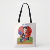 Retro Valentijnsdag, Vintage Zwerverjongen Hart Tote Bag (Voorkant)