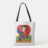 Retro Valentijnsdag, Vintage Zwerverjongen Hart Tote Bag (Achterkant)