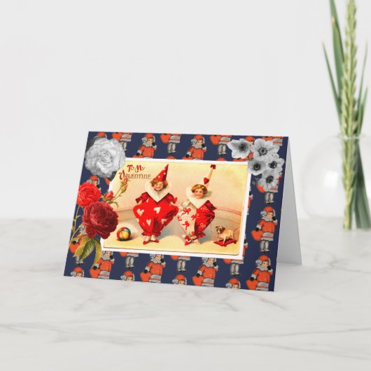 Retro Valentijnsdag Vouwkaart Kaart (Voorkant)