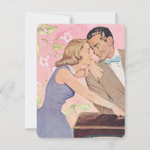 Retro Valentijnsdagkaart Roze Feestdagenkaart