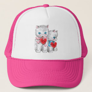 Retro Valentijnsdagkatten, Vintage Fluffy Kittens Trucker Pet