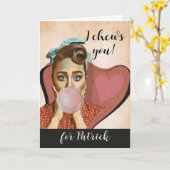 Retro-Valentijnse voor een kauwgomkaart voor mann Kaart (Gele Bloem)