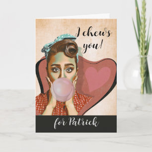 Retro-Valentijnse  voor een kauwgomkaart voor mann Kaart
