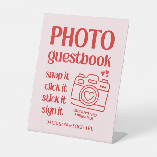 Retro Valentijnsharten Trouwen Rood Roze Reclamebord Met Voetstuk (Voorkant)