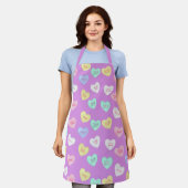 Retro Valentijnshartjes op Paars Schort (Gedragen)