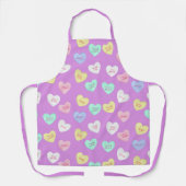 Retro Valentijnshartjes op Paars Schort (Voorkant)