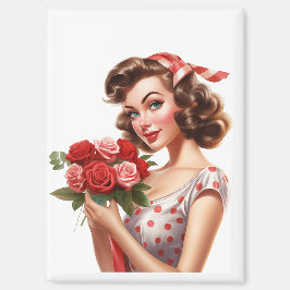 Retro Valentijnskaart Pin-Up Girl Magneet