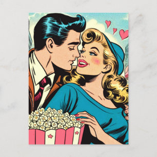 Retro Valentijns's Love Couple Comics Briefkaart