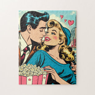 Retro Valentijns's Love Couple Comics Legpuzzel