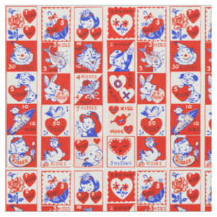 Retro Valentijnstempelpatroon uit de jaren 50 Kits Stof