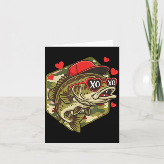 Retro Valentine B Fishing Camo Fisherman Valentine Kaart (Voorkant)