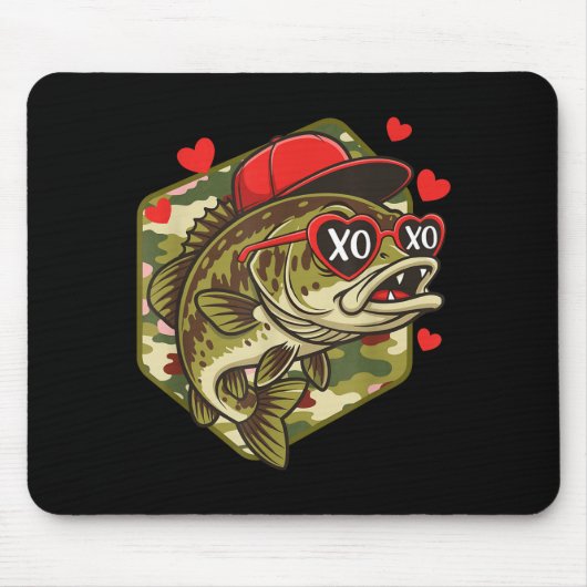Retro Valentine B Fishing Camo Fisherman Valentine Muismat (Voorkant)