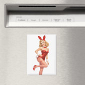 Retro Valentine Bunny Pin-Up Girl Magneet (Insitu (Vaatwasser))